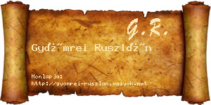 Gyömrei Ruszlán névjegykártya